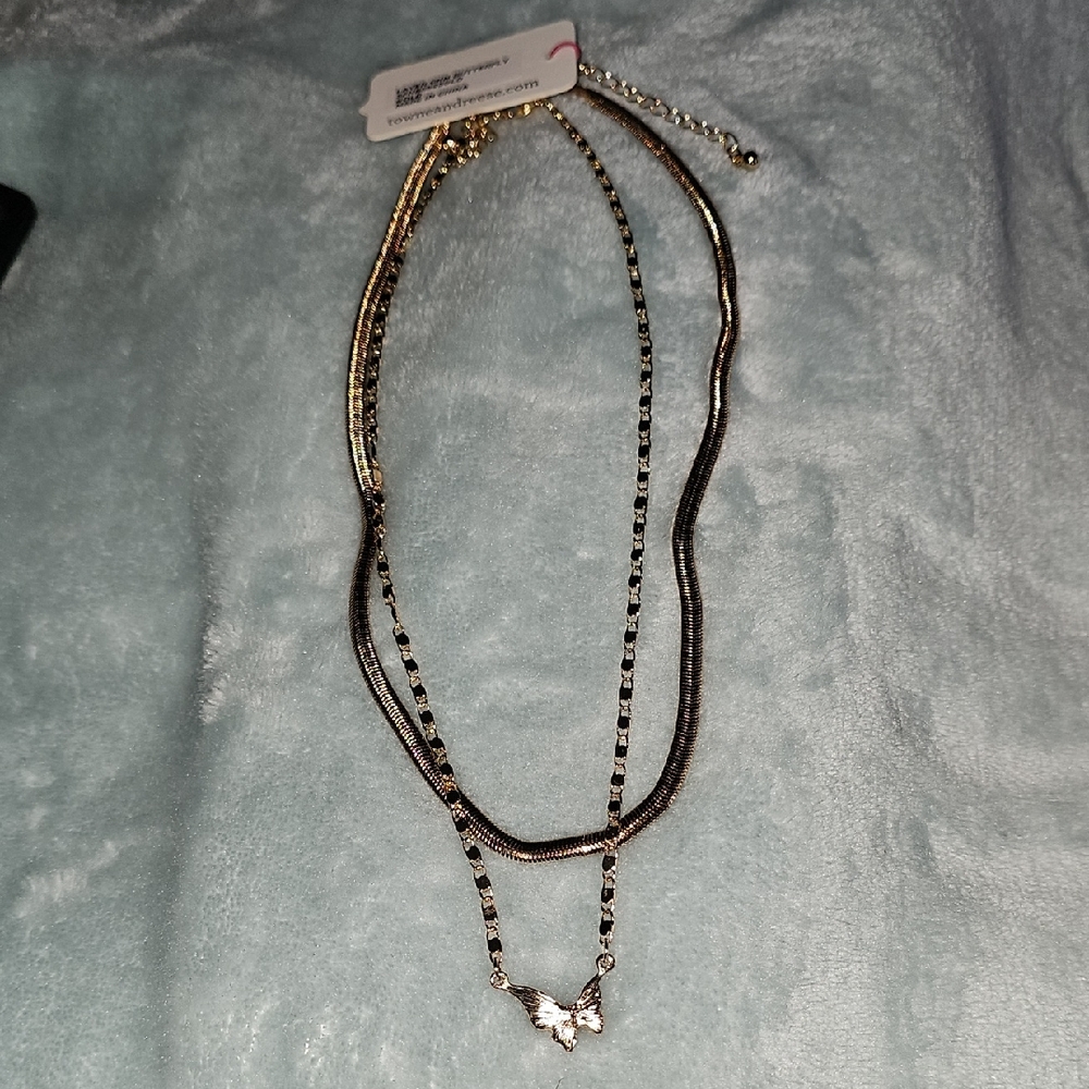Towne & Reese Gold and Silver Butterfly Necklace